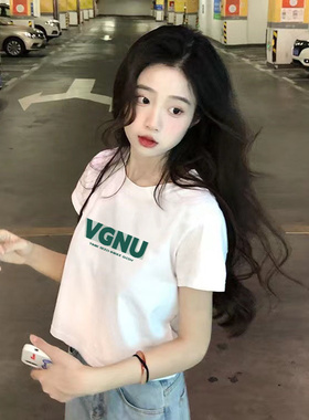 设计感小众短款上衣女夏季2026年新款宽松妈妈灰色正肩短袖t恤潮