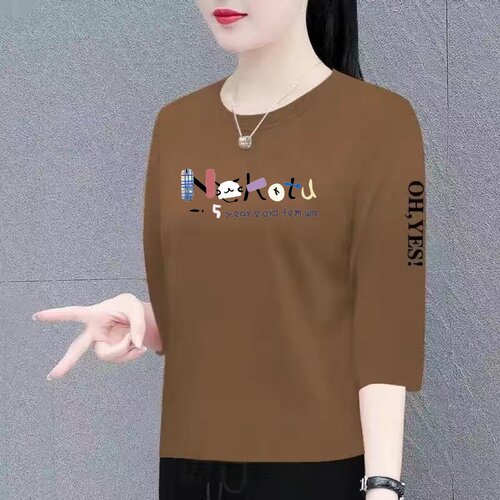 妈妈中老年清仓捡漏七分袖t恤女矮个子宽松上衣高腰显瘦女打底衫