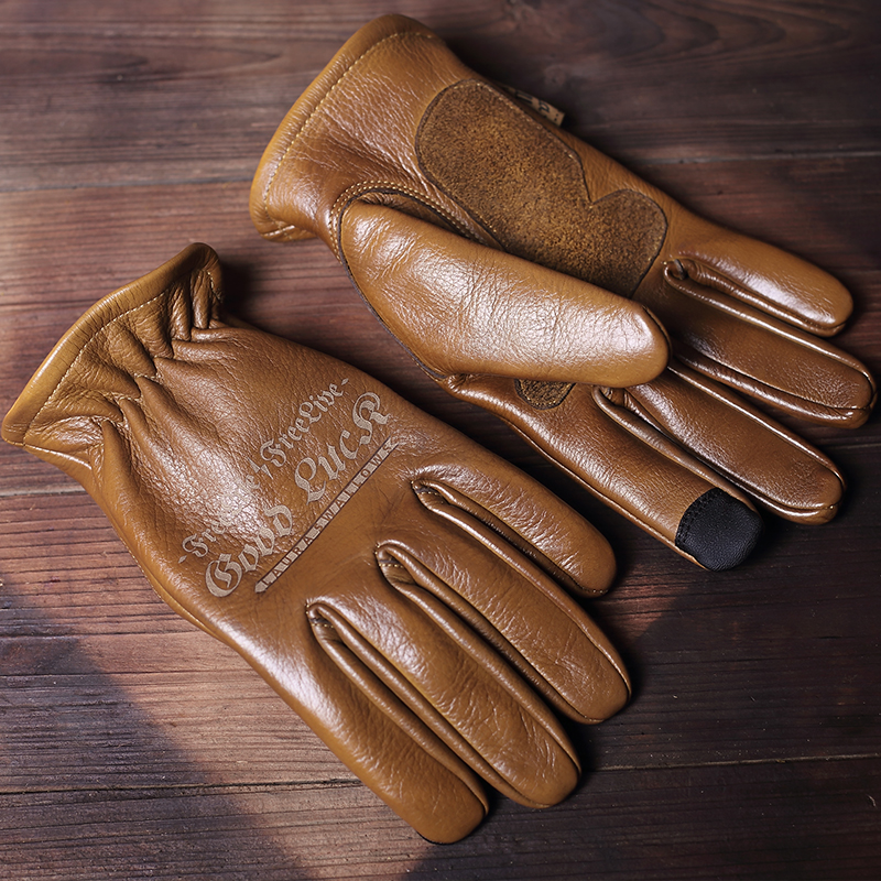 头层牛皮真皮复古手套