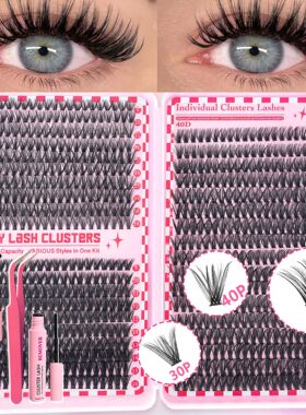 睫毛书/欧美跨境D曲大容量单簇假睫毛9-16mm自然浓密卷翘分段式