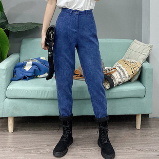 灯芯绒潮流休闲裤 韩版 6518 直筒新款 酷伽秋冬舒适纯色高腰修身