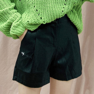 酷伽春秋皮短裤女新款韩版百搭高腰显瘦A字阔腿裤靴裤潮385
