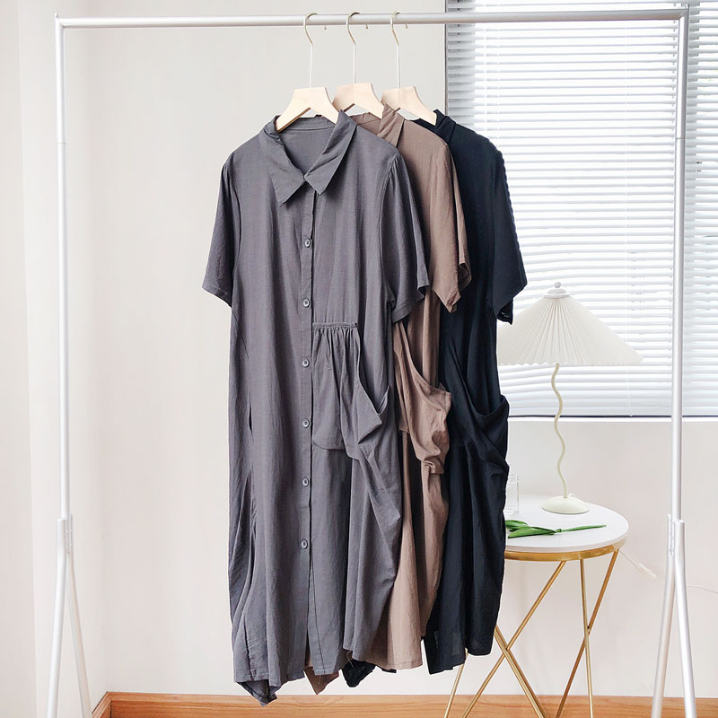 不规则衬衫裙女2022年夏装新款时尚简约个性显瘦连衣裙6602ZG