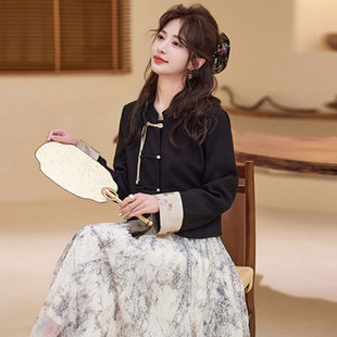 文艺袖 中式 口镶色盘扣外套B9902WT 秋装 新中式