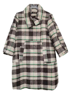 时尚简约气质格子毛呢外套 9882MN