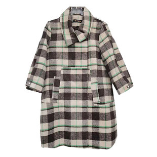 时尚简约气质格子毛呢外套 9882MN