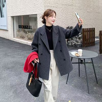 秋冬气质双排扣加棉毛呢外套2471MN