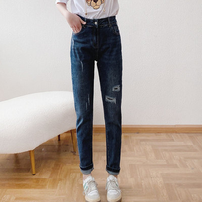 酷伽高腰牛仔裤女显瘦小2022春季