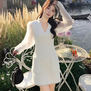 小香V领连衣裙9236LYQ 时尚 新品 秋季