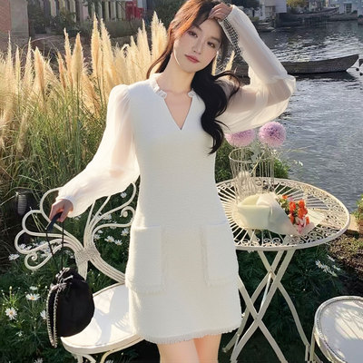 新品 秋季时尚小香V领连衣裙9236LYQ