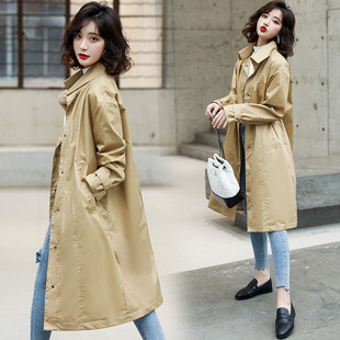 纯色简约气质风衣上衣潮2009 潮长外套女休闲韩版 酷伽春秋季 新款