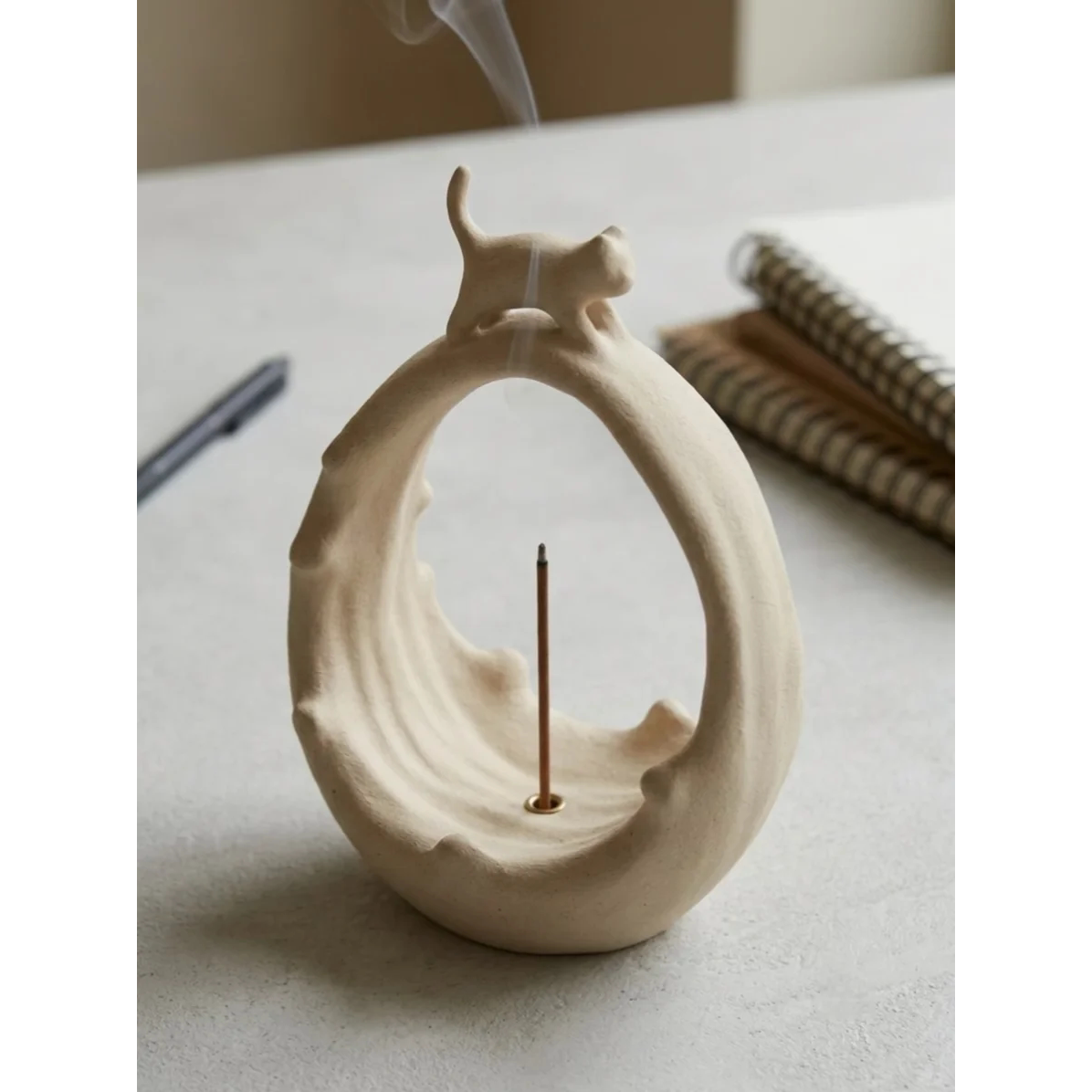圣承 创意猫咪造型香薰炉陶瓷桌面摆件家居装饰品