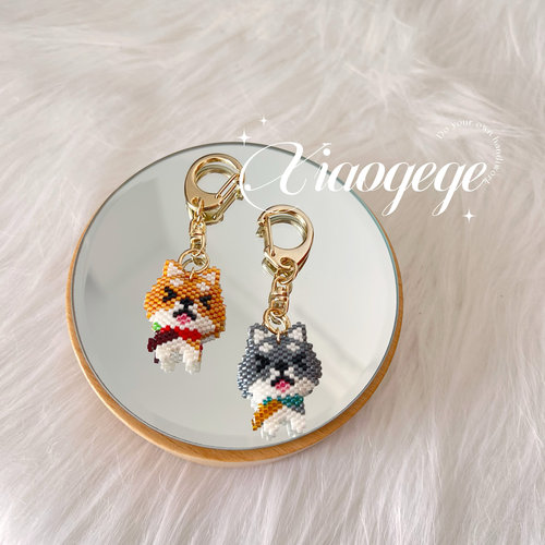 diy串珠材料包日本miyuki古董珠 柴犬 豆柴 情侣玩偶手工编织珠绣