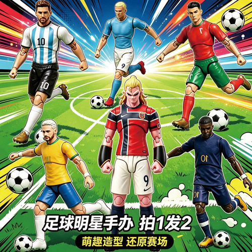 热卖足球明星C罗魔人哈兰德人偶可动球赛手办3D打印模型玩具男孩6