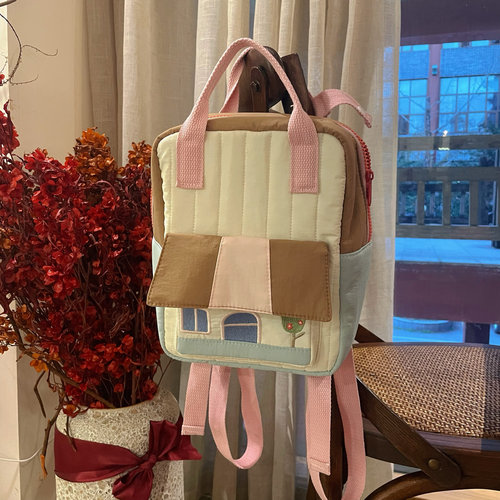 2025春季新品儿童包书包幼童房屋形双提手双肩带背包小学生书包