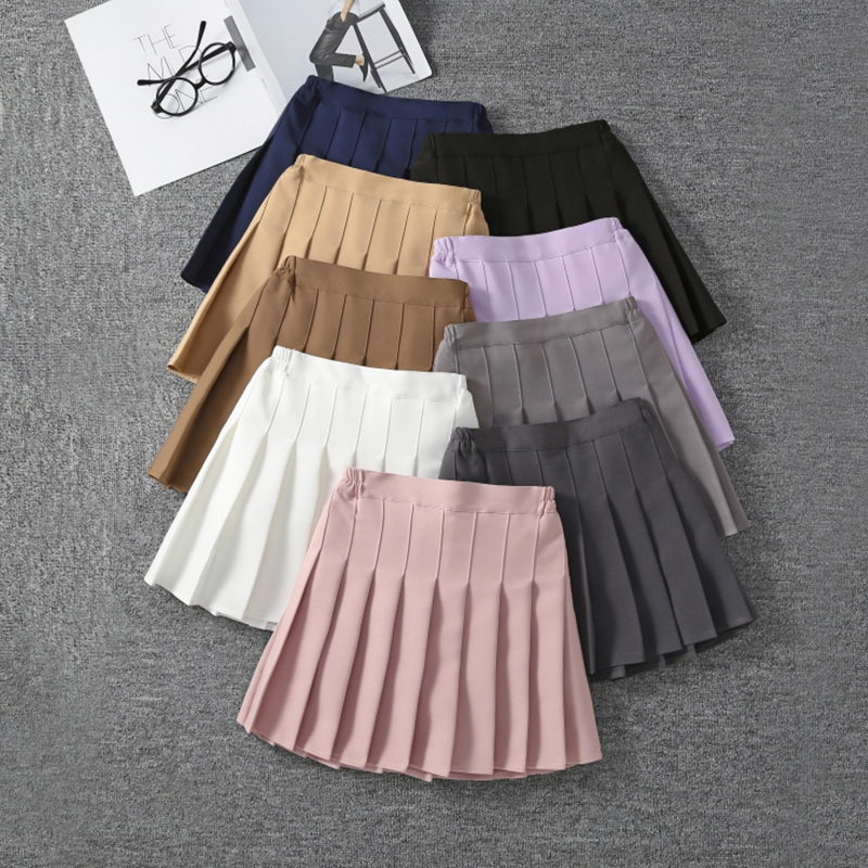 女童学院风百褶半身裙学生白色