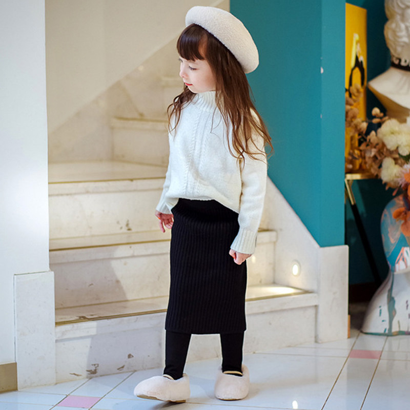 女童包臀裙秋冬半身裙黑色小女孩直筒儿童毛线针织短裙子一步长裙,童装/婴儿装/亲子装,半身裙,淘宝优惠券,粉丝福利购,淘宝优惠卷