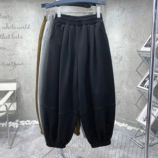 长裤 胖MM特大码 老爹裤 女冬宽松休闲卫裤 300斤加绒加厚束脚灯笼裤