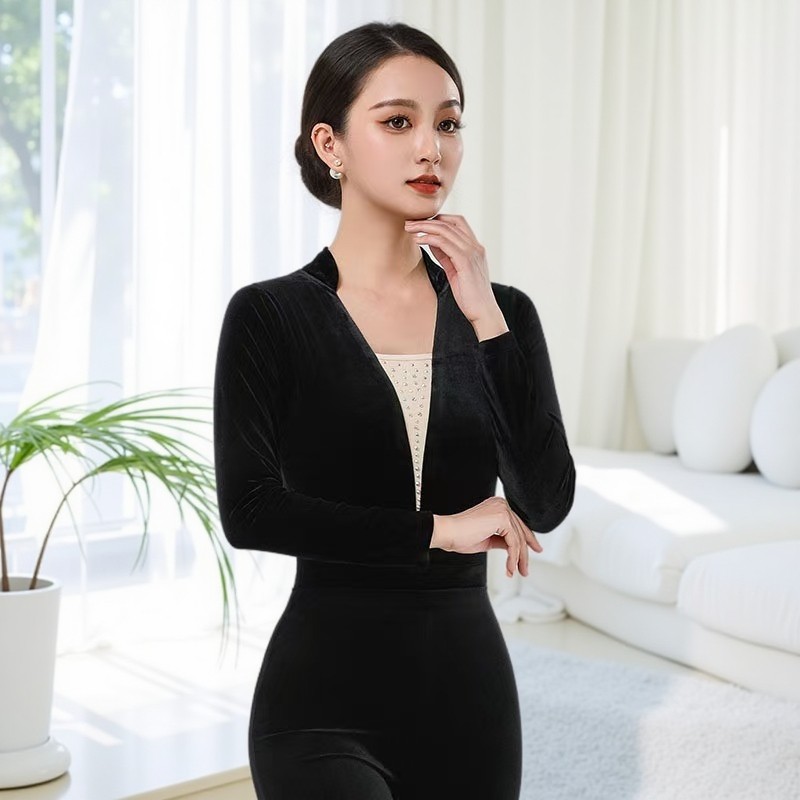 形体服瑜伽连体衣秋冬金丝绒优雅高端导师礼仪模特走秀舞蹈服装