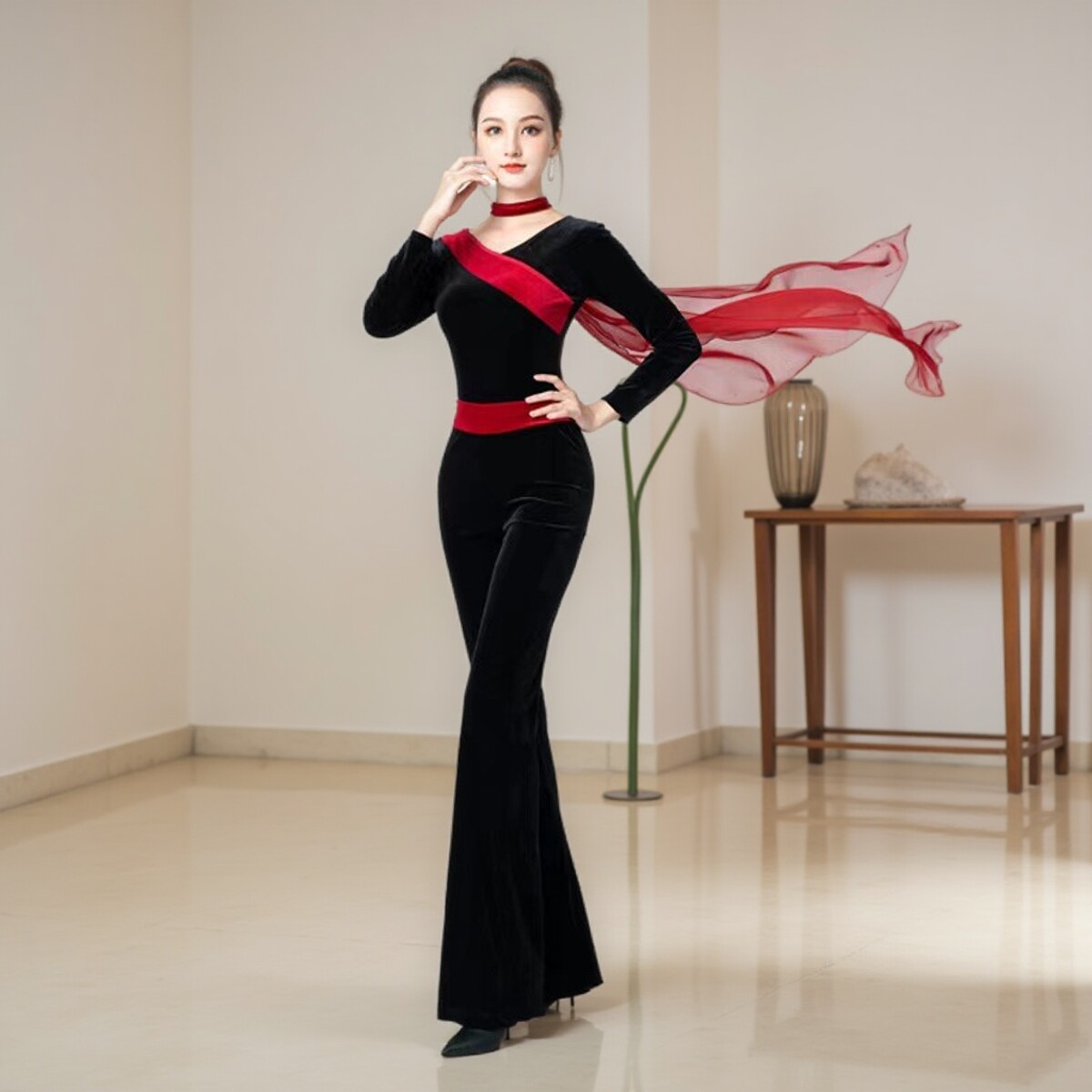 金丝绒形体服套装导师舞蹈服