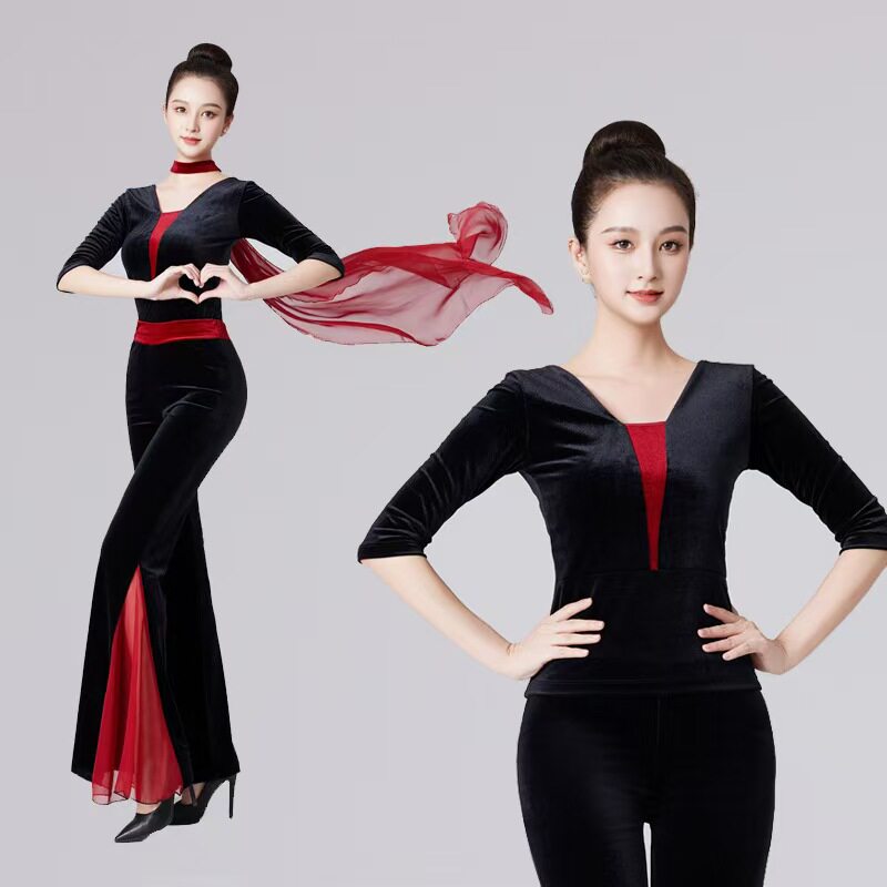 金丝绒形体服套装成人舞蹈服