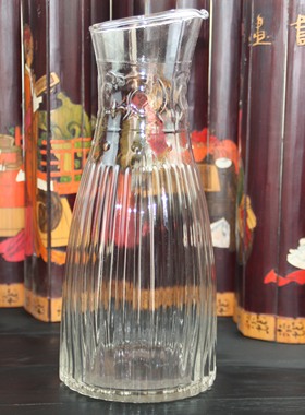 透明玻璃中古花瓶冷饮壶家用插花摆设漂亮好看简约壶
