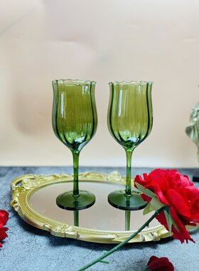 高颜值复古鸡尾酒杯法式高脚杯玛格丽特洋杯马天尼杯酒吧绿色杯子
