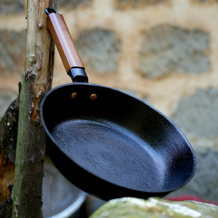 平底小煎锅生铁龟纹不粘锅无涂层煎蛋煎牛排烙饼家用煤气灶电磁炉