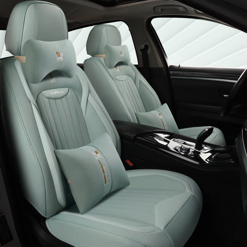 新款全包围亚麻布艺汽车坐垫四季通用透气舒适座椅套五座专用座套