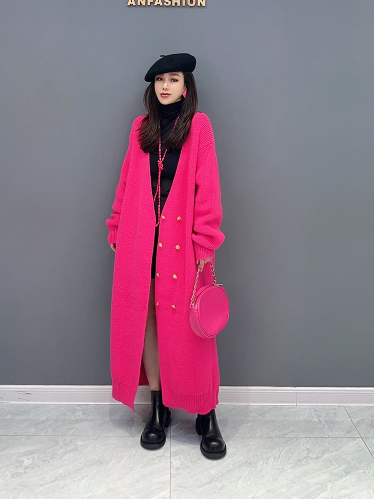 2025 秋新款韩版气质针织大码宽松纯色开衫百搭气质重工潮流女装