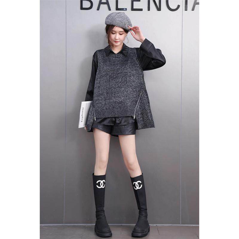 高级感小香风套装女2025秋新款重工针织背心长袖衬衫两件套显瘦,女装/女士精品,时尚套装,淘宝优惠券,粉丝福利购,淘宝优惠卷