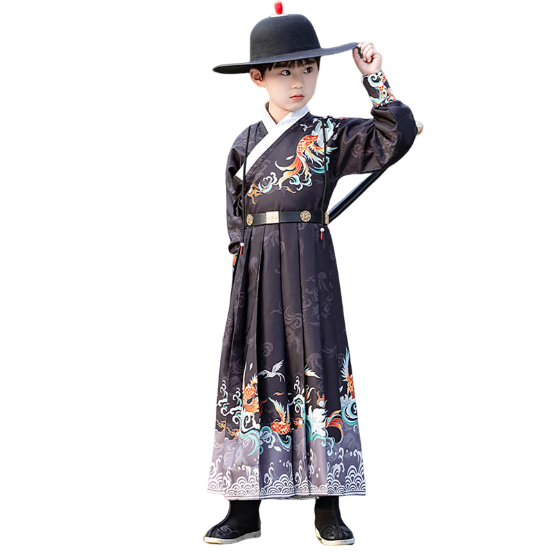 儿童古装汉服男童锦衣卫飞鱼服霸气男女孩表演服侠客书生演出服