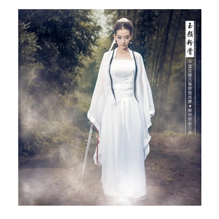 神雕侠侣小龙女服装白色仙女装侠客摄影写真贵妃服唐装汉服表演服