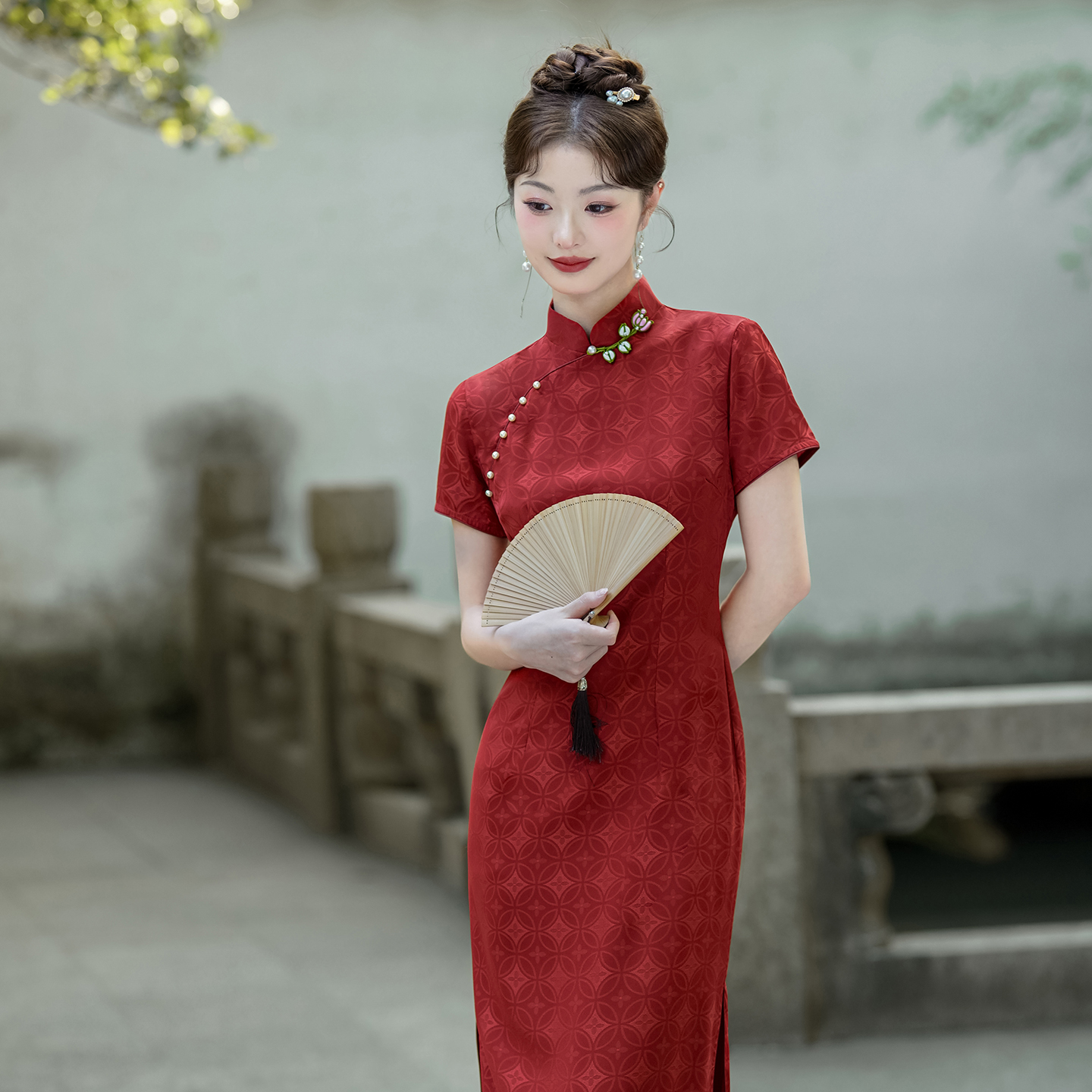 红色领证旗袍女高级感新中式