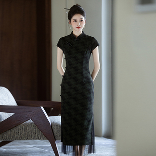 绿色素雅高端气质旗袍2025春夏新款新中式绝美复古民国风年轻女款