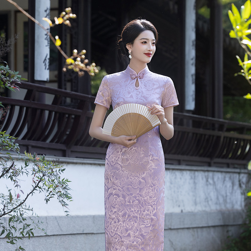 复古夏款旗袍气质改良版粉色