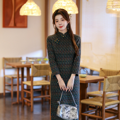 旗袍2025新款秋冬款加厚保暖长袖