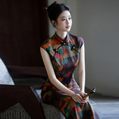 彩色格子复古优雅旗袍2025春夏新款 年轻女改良时尚 显瘦日常旅游