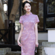 紫色高端旗袍2025年夏新款 改良女士醋酸 显瘦新中式 中长款 优雅修身
