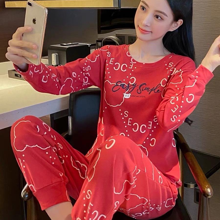可爱卡通少女睡衣套装可外出