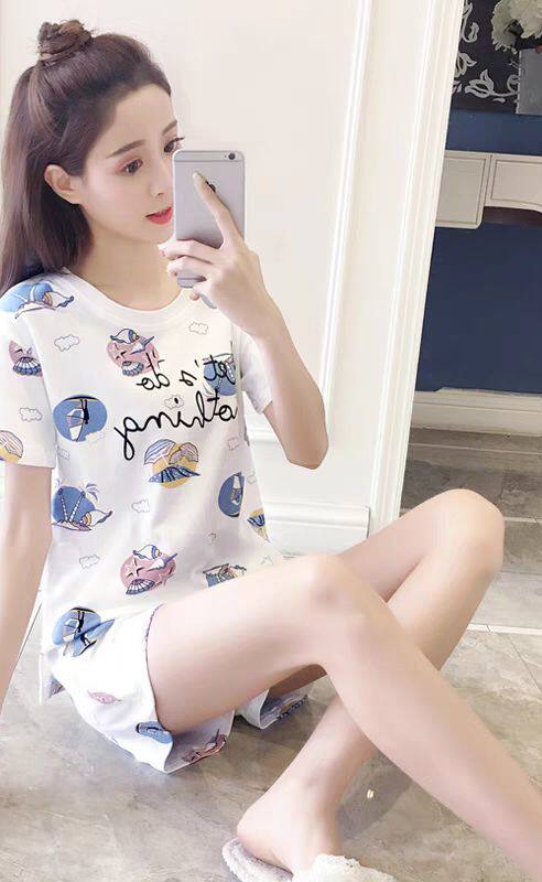 韩版睡衣女夏季短袖短裤女生家居服休闲夏天宽松薄款2023新款套装