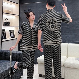 情侣睡衣女夏季薄款短袖网红气质同款大码男士家居服可外穿三件套