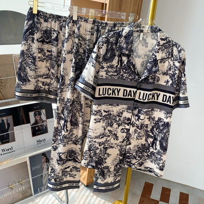 情侣睡衣三件套男女款夏季宽松薄款高级感休闲短袖短裤长裤家居服