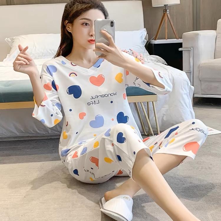 睡衣女春夏季韩版家居服套装