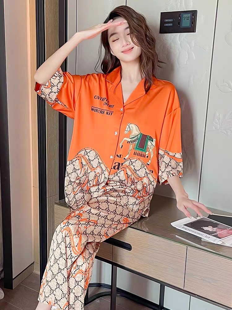 韩版睡衣女款夏季网红风短袖薄款睡衣/家居服套装
