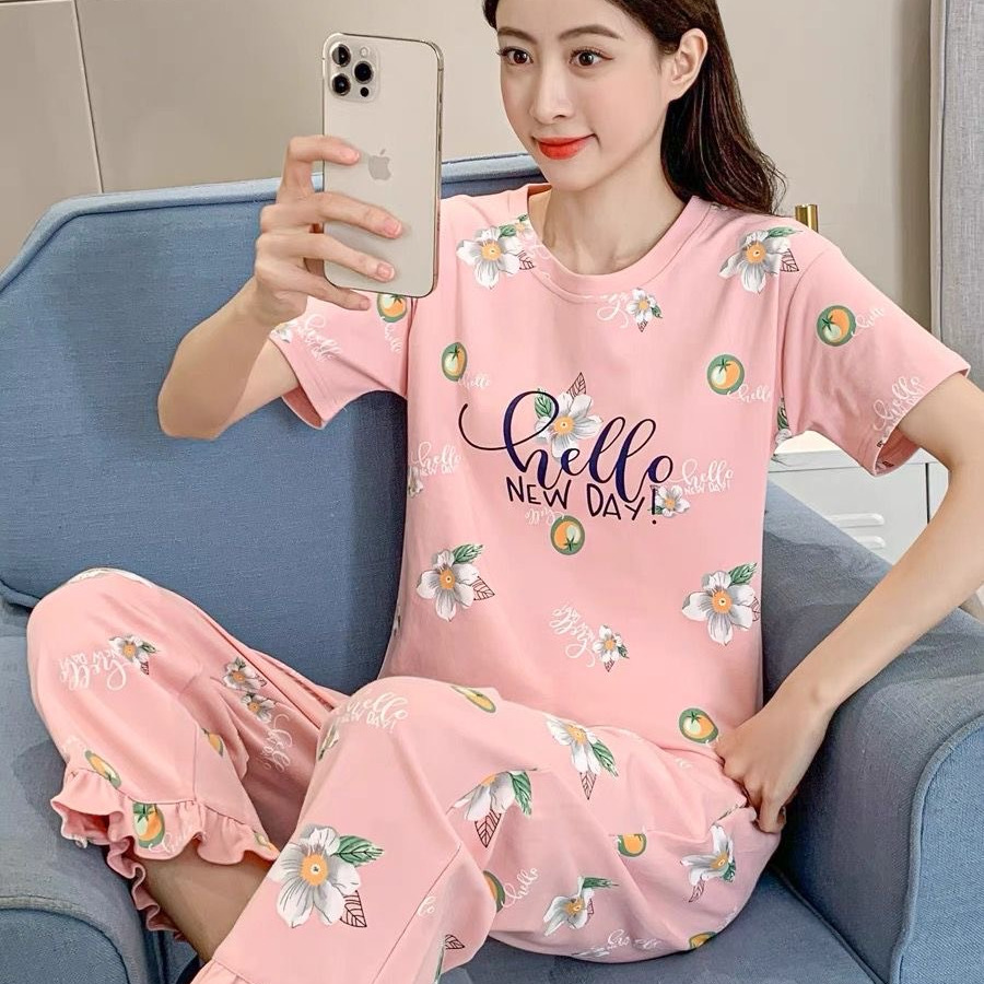 大码睡衣夏季可爱甜美女士家居服