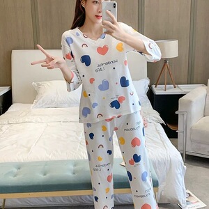 女春夏薄款可爱九分裤家居服套装