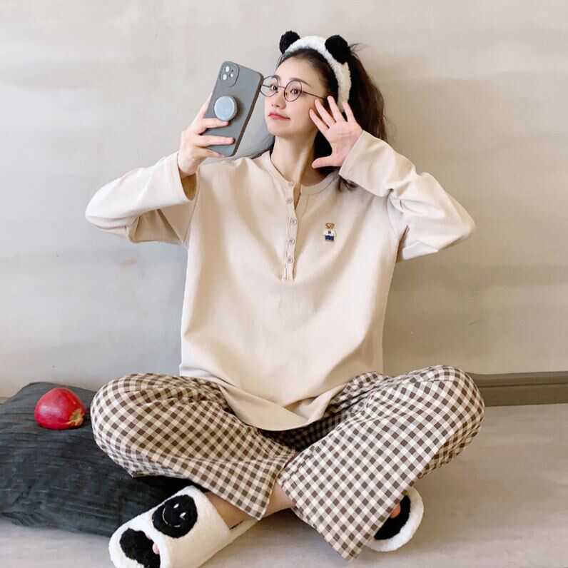 日系秋冬新款卡通小熊睡衣