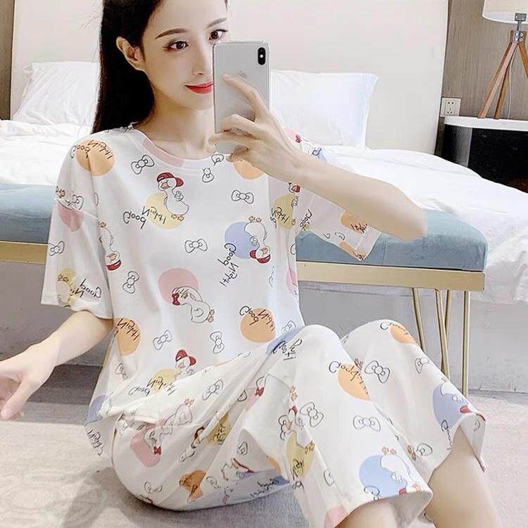 短袖七分裤女士新款家居服套装
