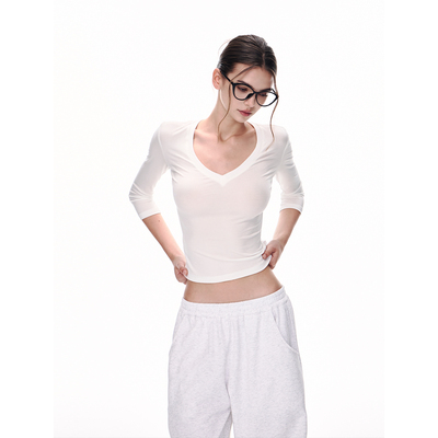 JLAUNT白色短袖t恤女夏季上衣